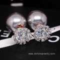 Zircon Crown Shell Pearl Earring Two-side Gold Pearl Earring